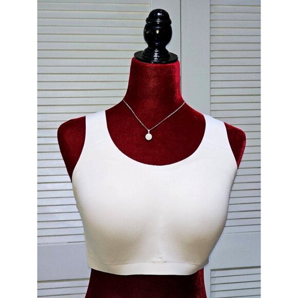 Lululemon Women's Beige Cross-Back Sports Bra With Zip Closure Size 36DD 2593 - Picture 1 of 13